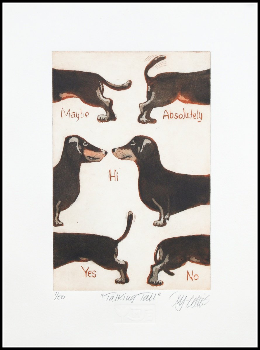 Illustrative Etchings & Engravings , Talking Tail By Mariann Johansen-Ellis, 10 X 14, Artwork For Sale On Artfinder