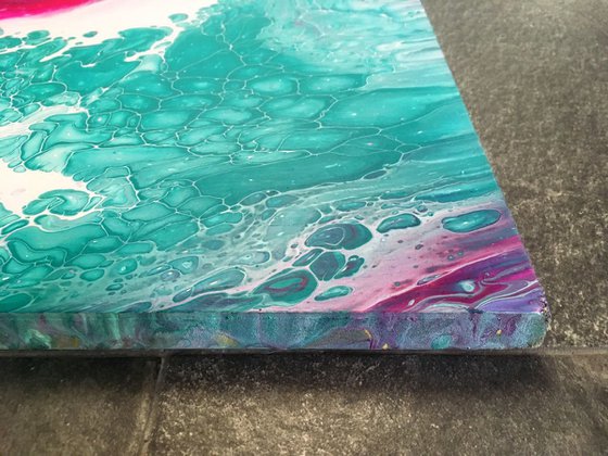 "A Bit Of The Bubbly" - FREE USA SHIPPING - Original Abstract PMS Fluid Acrylic Painting - 14.25 x 16 inches