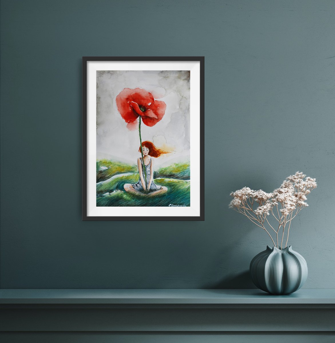 Girl With Poppy Flower by Evgenia Smirnova