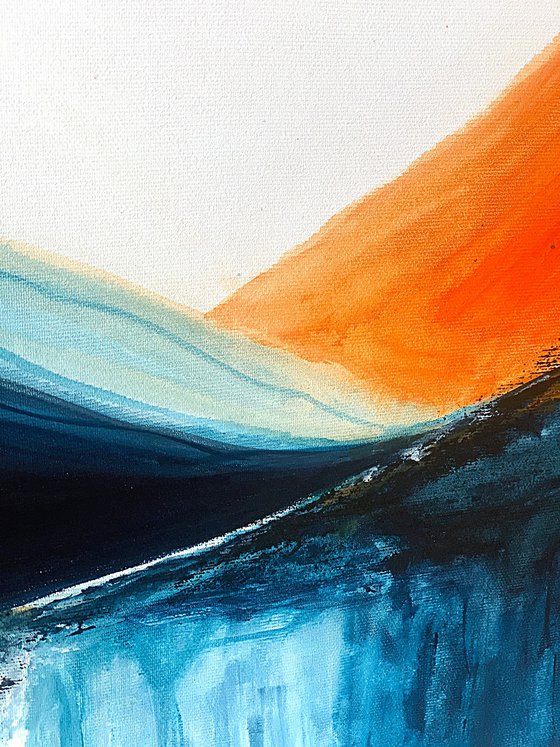 Amber Flowlines – Blue Orange Landscape
