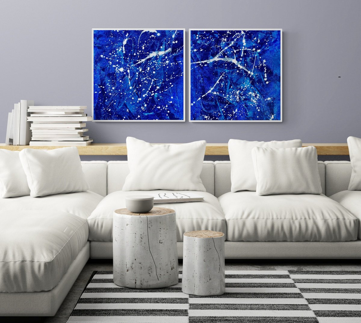 Abstract Acrylic Painting By Anita Kaufmann, 39 X 20, Beyond The Sea No. 2621 Set 2, Original Artwork