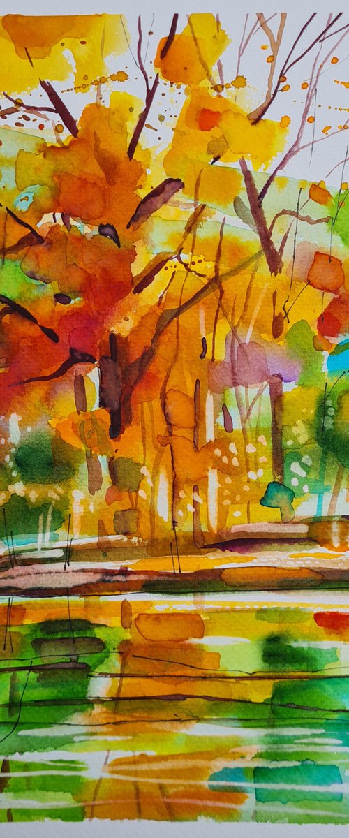 In the autumn sunshine 24x32cm by Simon Tünde
