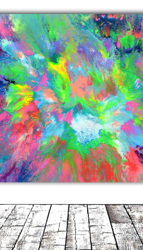 40X30'' FREE SHIPPING - A New Hope 1 - Large Ready to Hang Abstract Painting - XXXL Huge Colourful Modern Abstract Big Painting, Large Colorful Painting - Ready to Hang, Hotel and Restaurant Wall Decoration by Soos Tiberiu