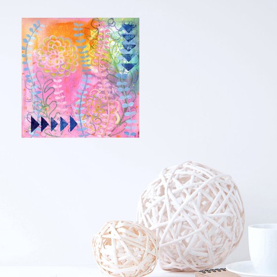 Abstract Garden 10 - Contemporary Abstract Painting with Geometric Pattern and Mandala