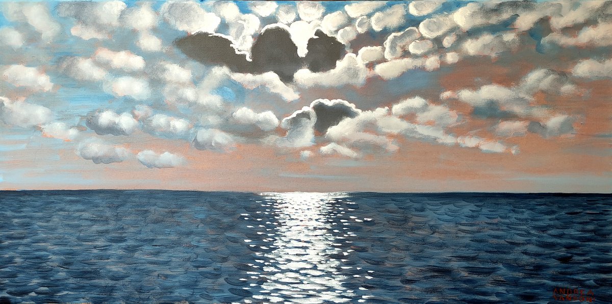 Impressionistic Landscape Acrylic Painting By Andrea Vandoni, 31 X 16, Simple - 4, Original Artwork