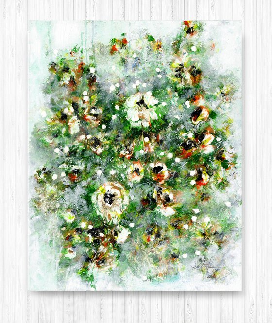 Cottage Chic Blooms 3 - Floral Painting by Kathy Morton Stanion