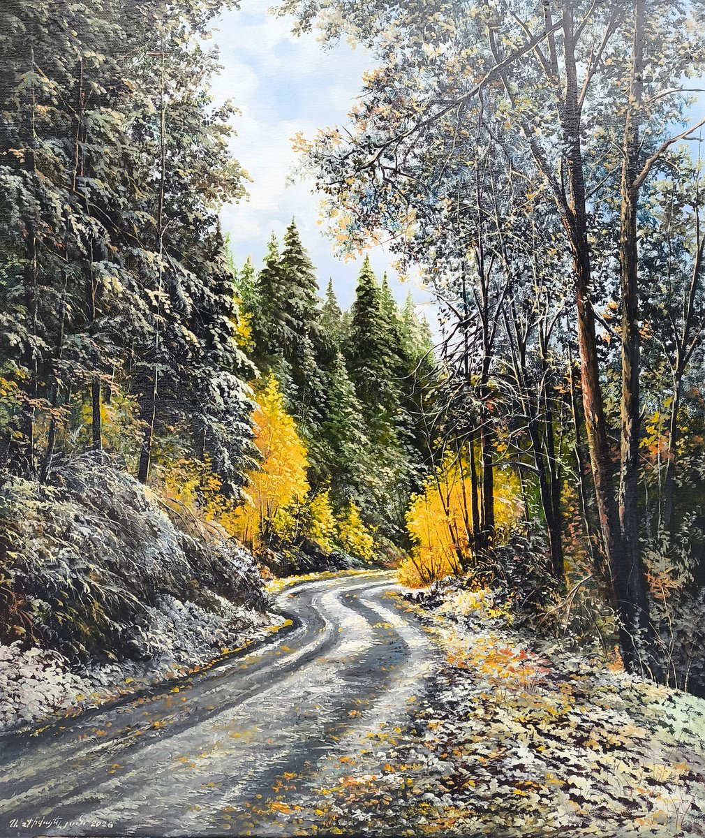 Photorealistic Oil Painting , Autumn Forest Path By Sergei Miqaielyan, 20 X 24, Artwork For Sale On Artfinder