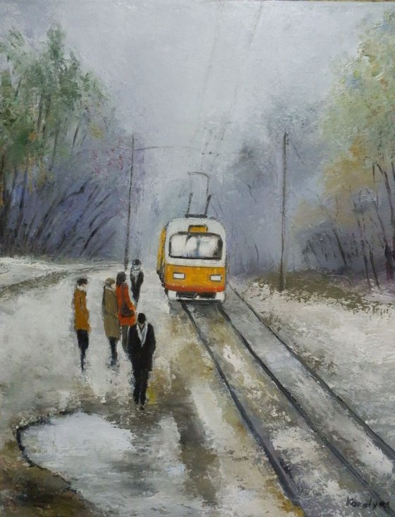 The tram station