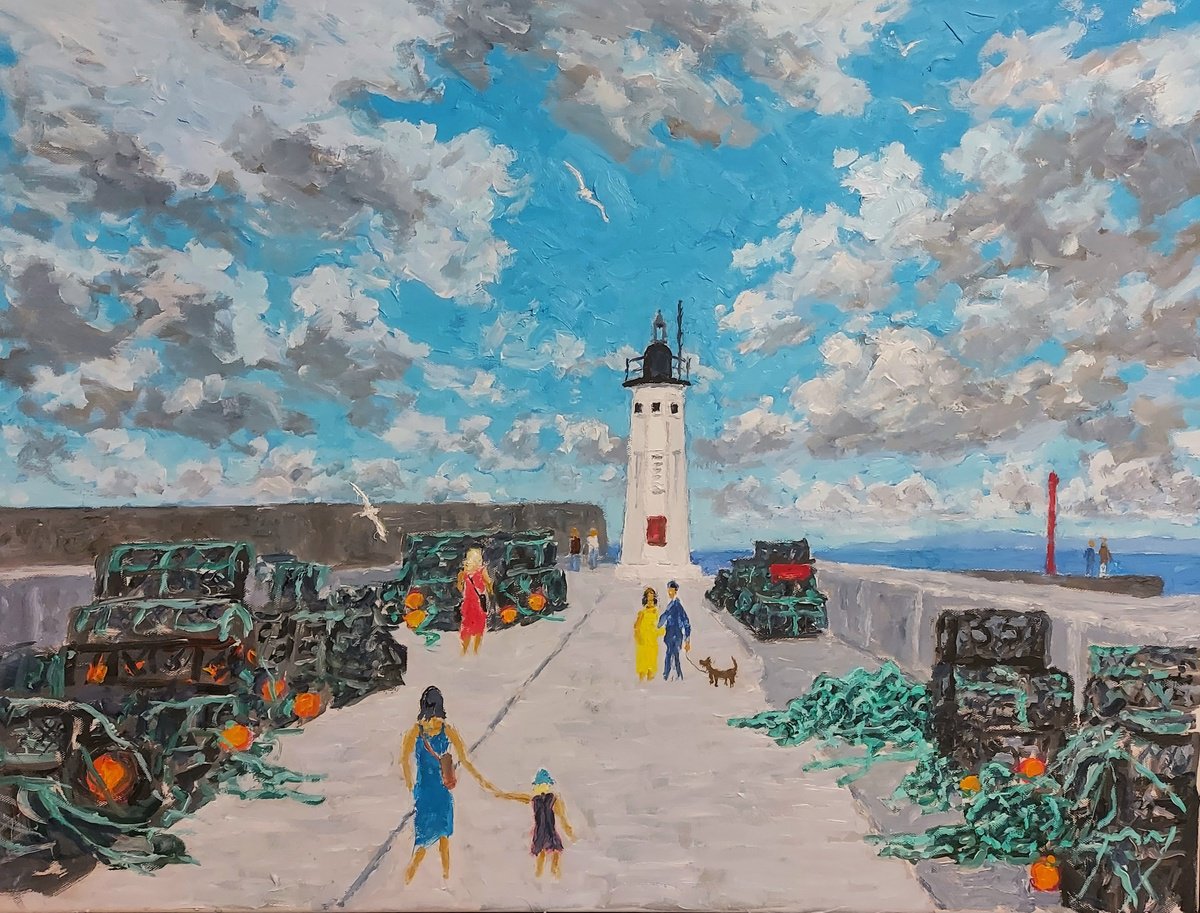 Oil Painting , Walk Up The Pier By Colin Ross Jack, 26 X 20, Artwork For Sale On Artfinder