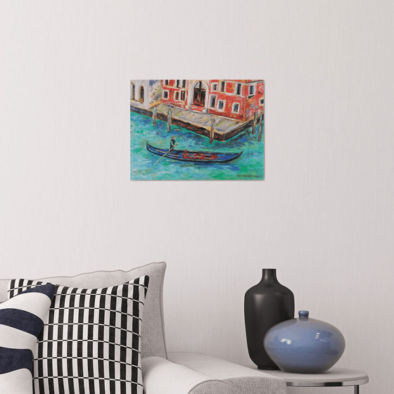 "A Gondolier" Venice and its Canals Original Oil Painting - Italian Landscape