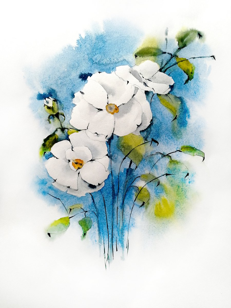 Magnolia painting. Blossoms painting by Marina Zhukova