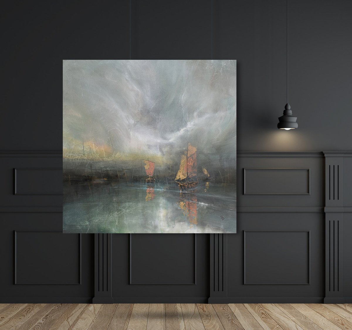 Abstract Landscape Oil Painting By Ivan Grozdanovski, 39 X 39, Heralds Of Hope, Original Artwork