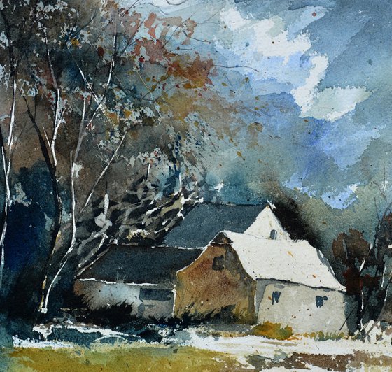 Remote houses watercolor