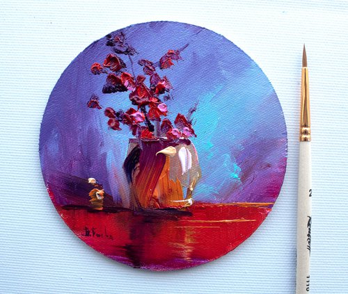 Red rose flowers painting by Bozhena Fuchs
