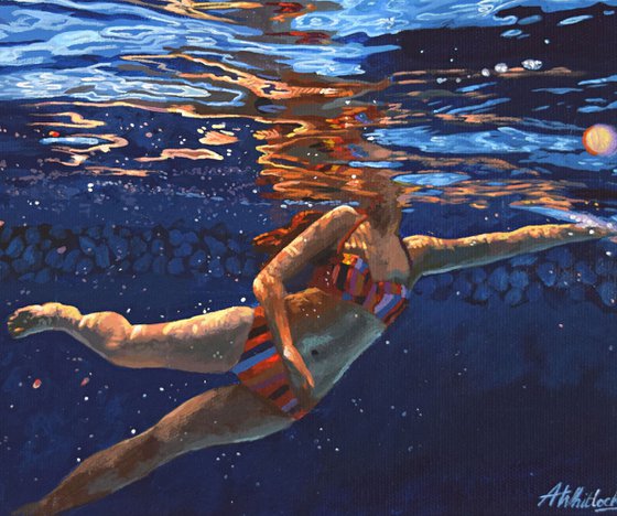 Underneath XXXI - Miniature swimming painting