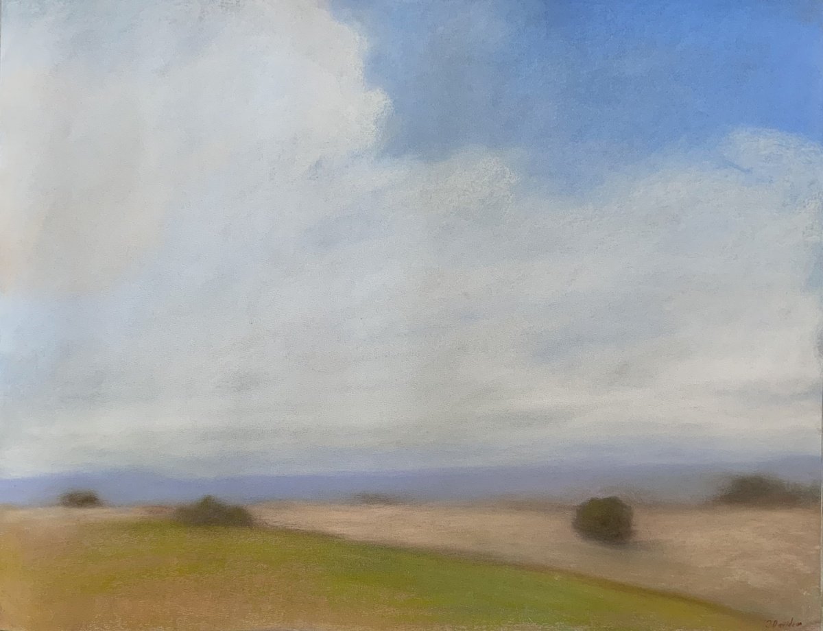 Impressionistic Landscape Pastel Drawing By Jessica Davidson, 26 X 20, Feel The Wind, Original Artwork