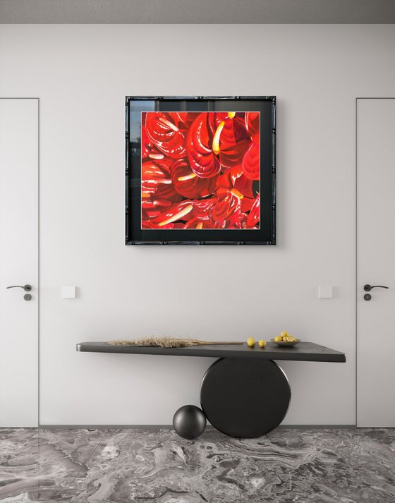 Red Anthurium Floral Painting