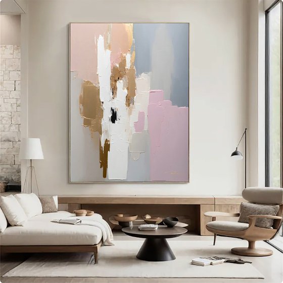 Golden Leaf Fall in the Blush Pink Morning