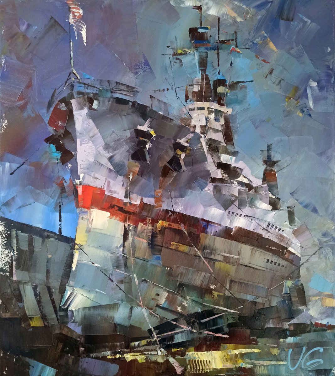 USS TEXAS in a drydock Oil painting by Volodymyr Glukhomanyuk | Artfinder