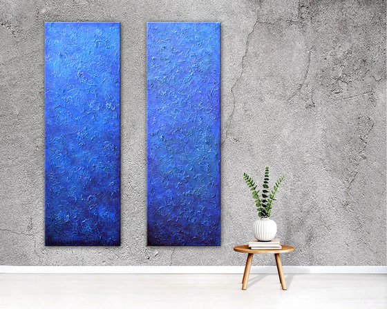 Blue Fantasy - Extra Large Abstract Heavy Textured Painting 60" x 40"