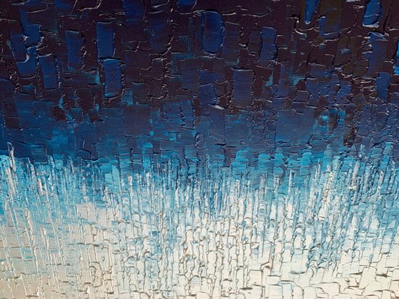 Cascade of Blue - LARGE,  TEXTURED, PALETTE KNIFE ABSTRACT ART – EXPRESSIONS OF ENERGY AND LIGHT. READY TO HANG!