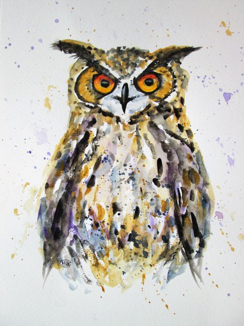 Owl portait by MARJANSART