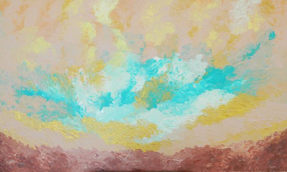 Fulfillment -  between earth and sky; large, colorful abstract; earth colors; home, office decor; gift idea