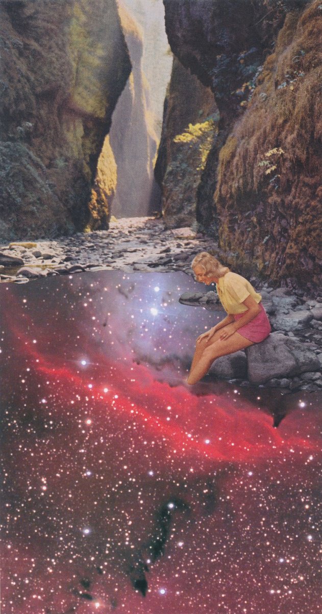 Surrealistic Landscape Collage By Paper Draper, 7 X 12", As Above, So Below, Original Artwork