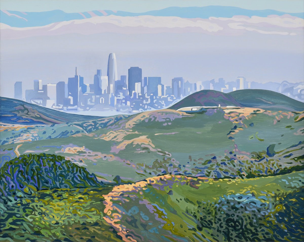 Impressionistic Landscape Acrylic Painting By Alex Nizovsky, 30 X 24, View Of San Francisco, Original Artwork