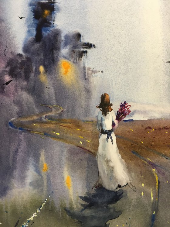 Watercolor "On The Way Home”