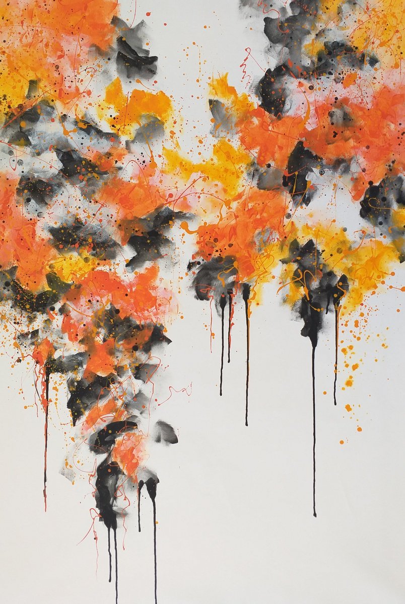 Abstract Acrylic Painting By Max Yaskin, 44 X 63", Drips 7 By M.y., Original Artwork