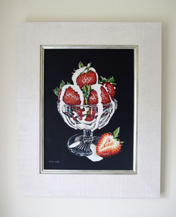 Strawberries With Cream, Framed