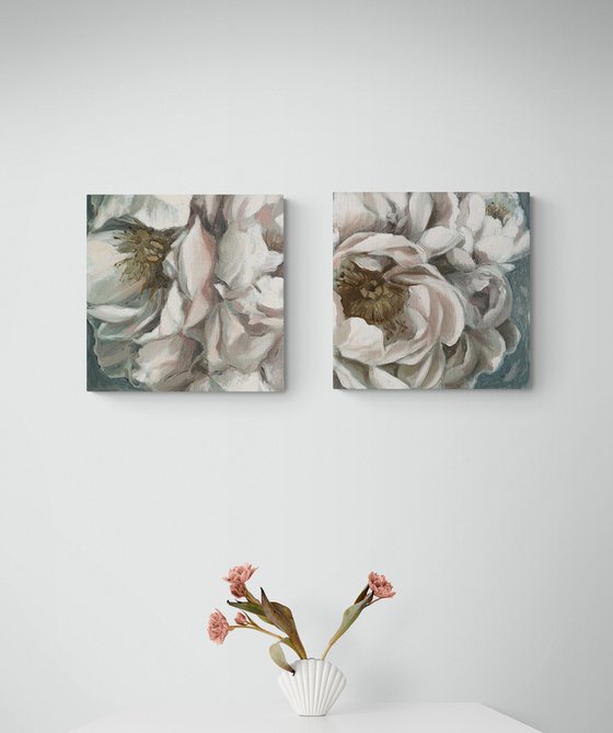 PEONIES DIPTYCH