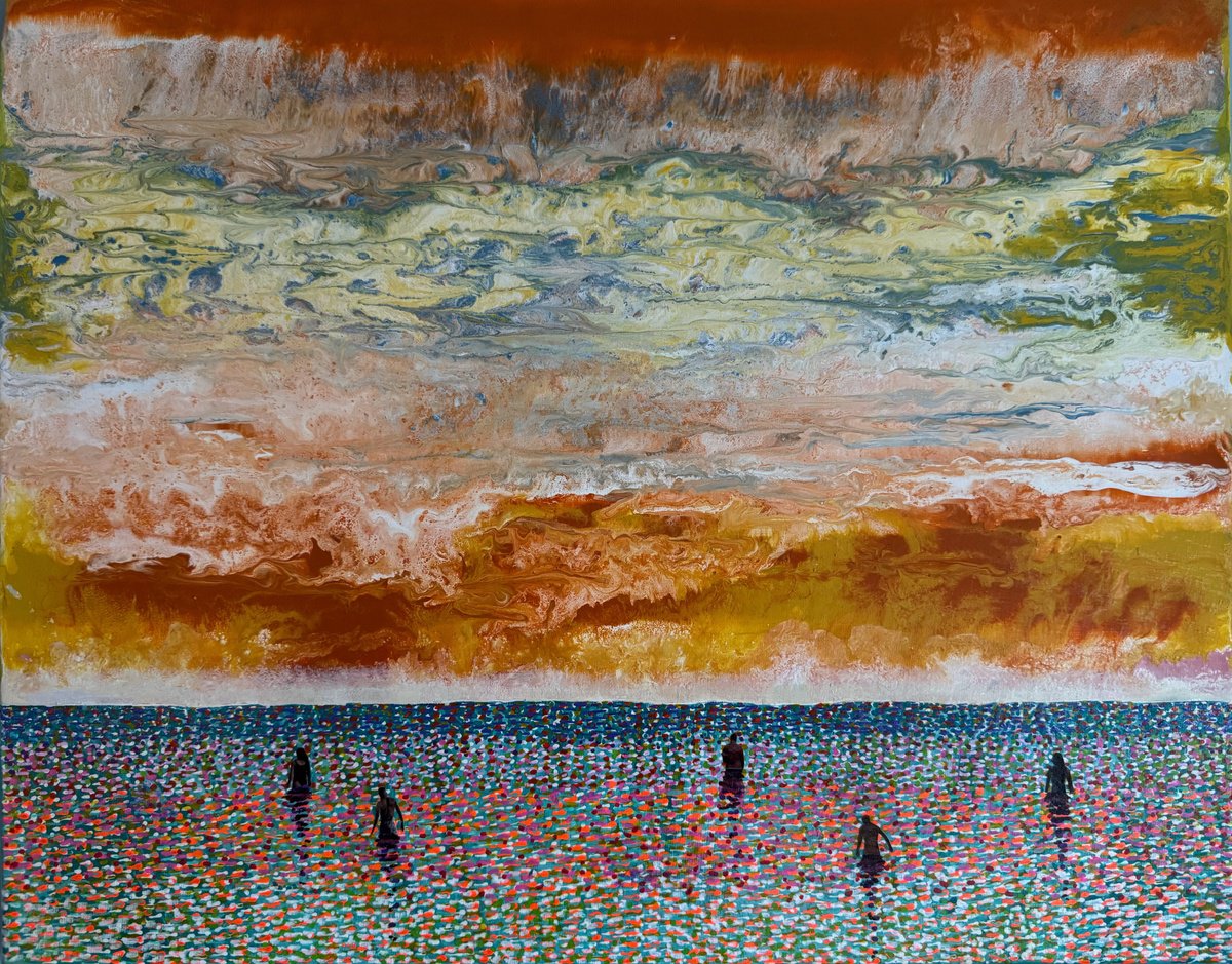 Surrealistic Landscape Painting By Stefano Pallara, 20 X 17", A Higher Order N.7, Original Artwork