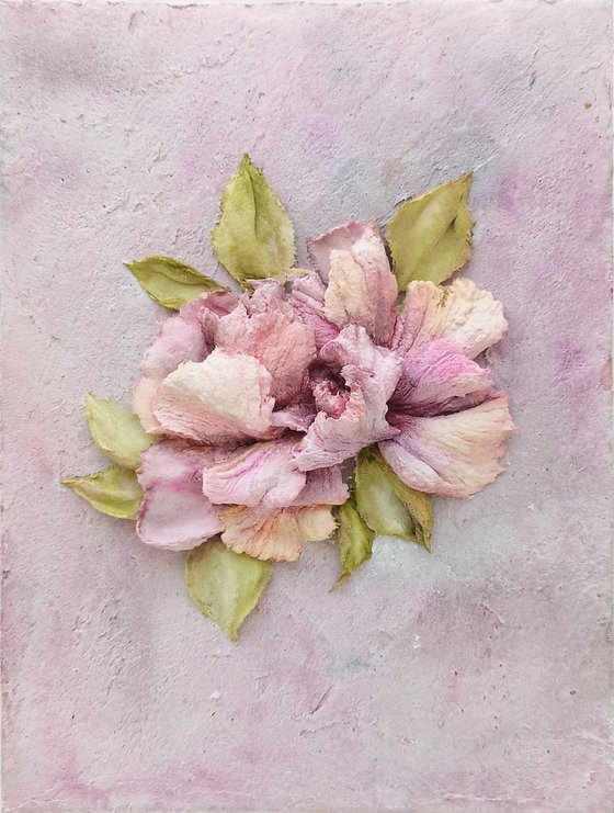 Impasto painting, 3D floral art "Rose"