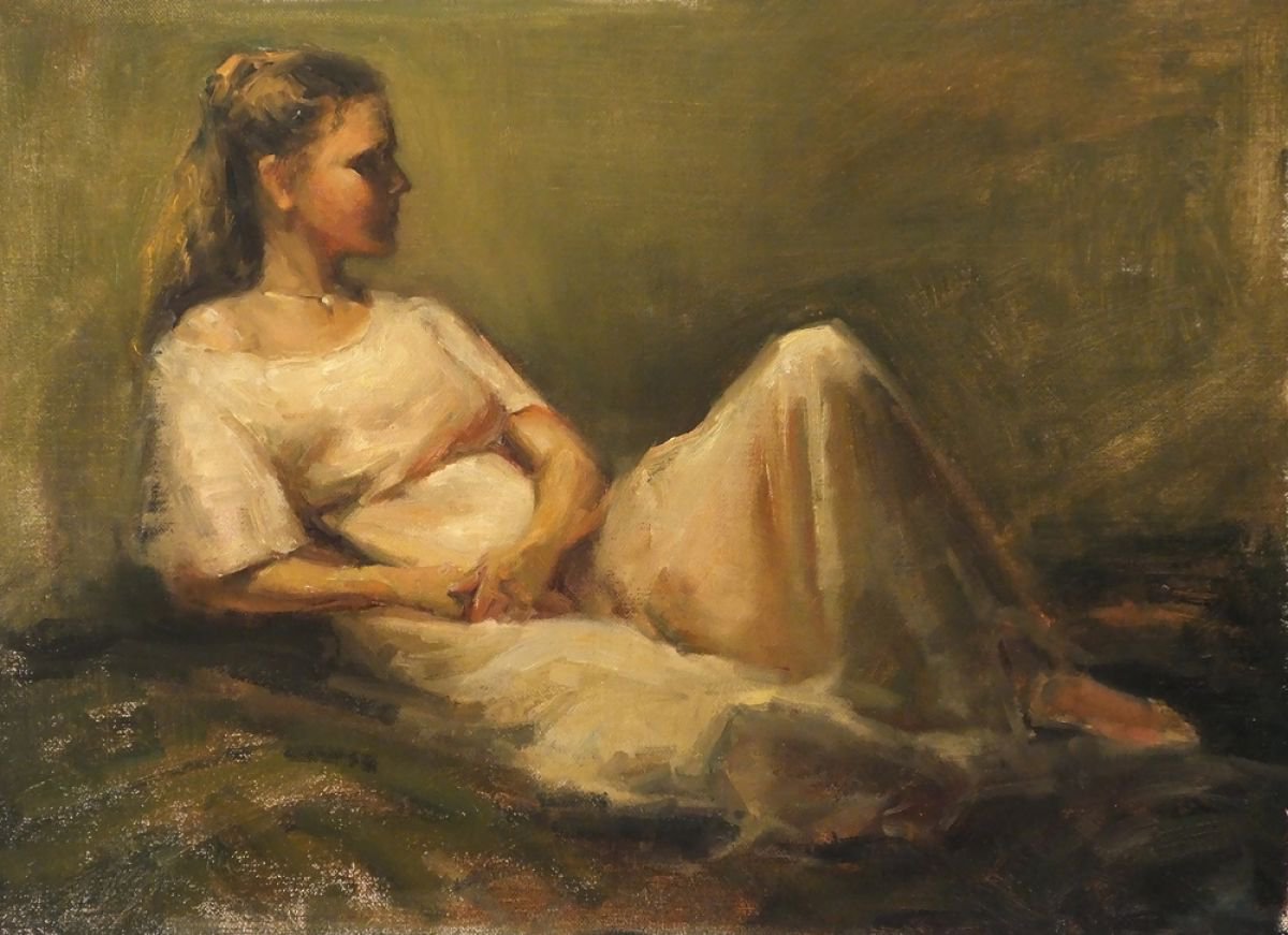 Girl in White Dress by IRINA Kirienko-Milton