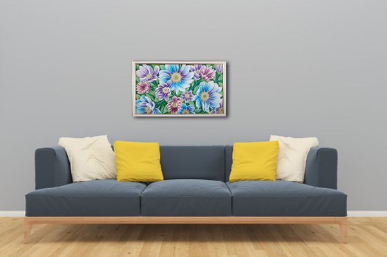 "Meadow", watercolor flowers art, floral painting