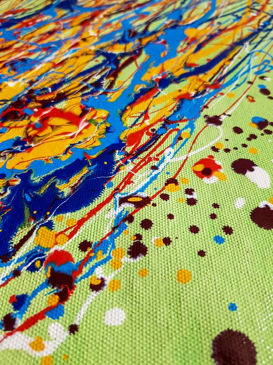 Okelon N-15 (H)158x(W)124 cm. Colorful Splash Abstract Painting