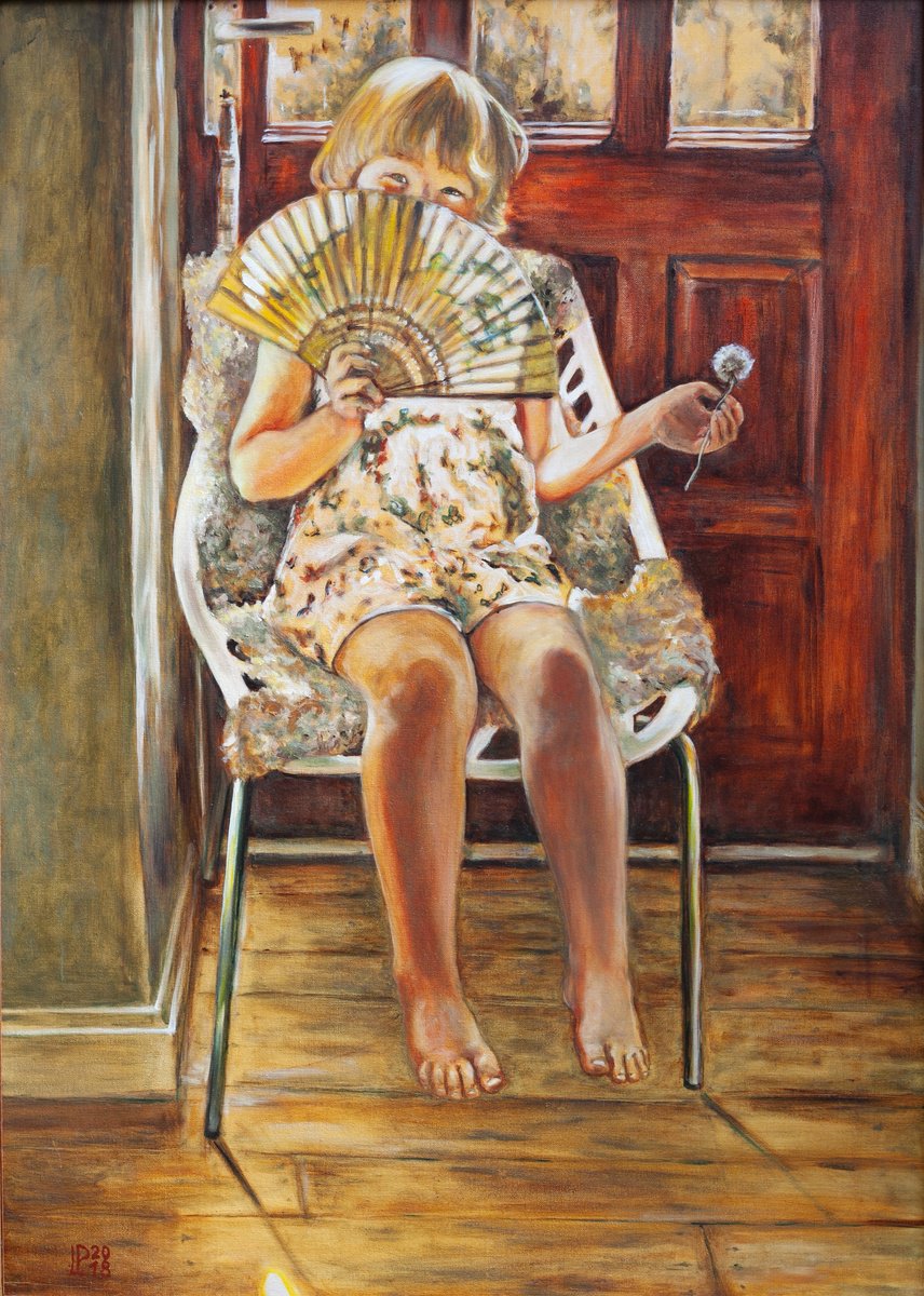 Photorealistic Portrait Oil Painting By Liudmila Pisliakova, 21 X 29", Dandelion, Original Artwork