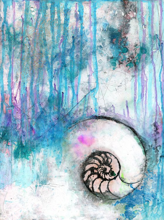 Searching For Tranquility 7 Abstract Nautilus Shell Painting Mixed Media Painting By Kathy Morton Stanion Artfinder