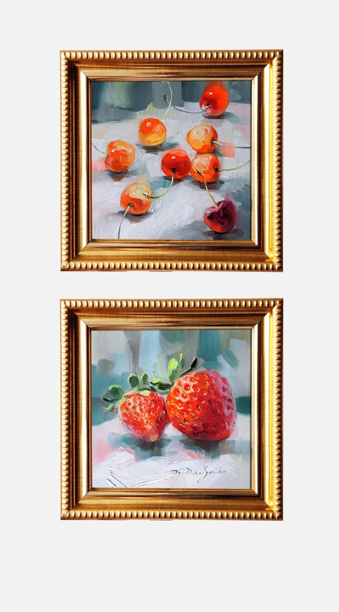 Cherry Strawberry By Nataly Derevyanko, 5 X 5, Artwork For Sale On Artfinder