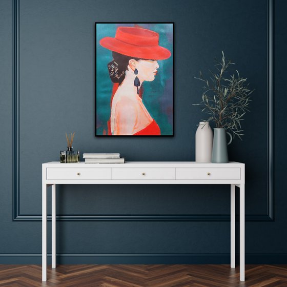 Lady in red / 70 x 47 cm