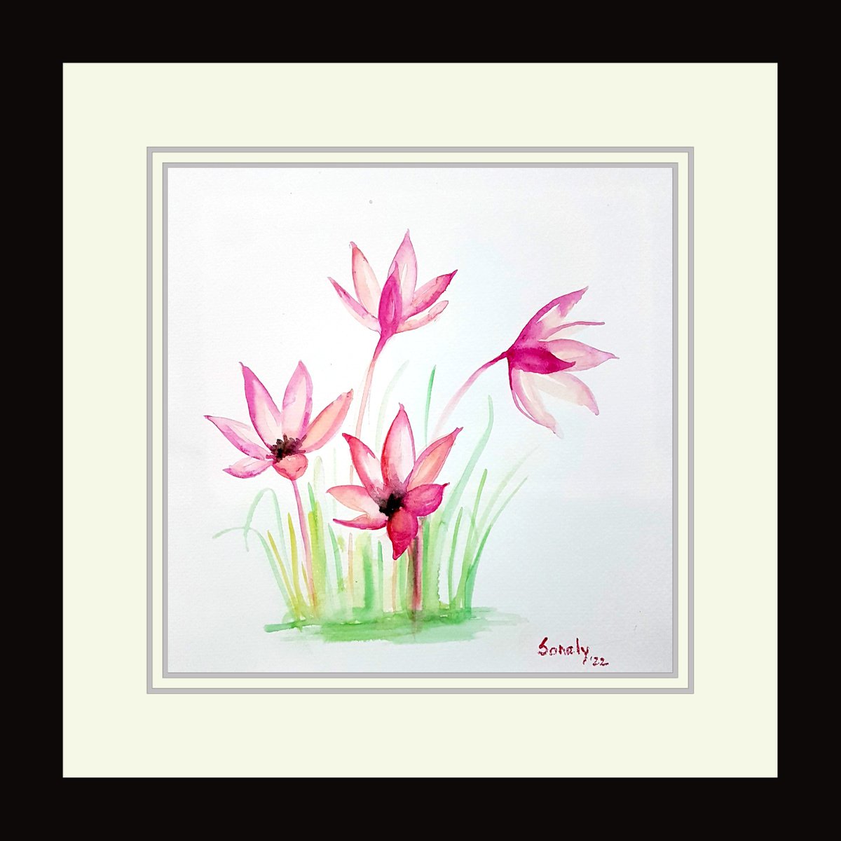 Botanical Watercolour By Sonaly Gandhi, 11 X 11", Flowers 8, Original Artwork