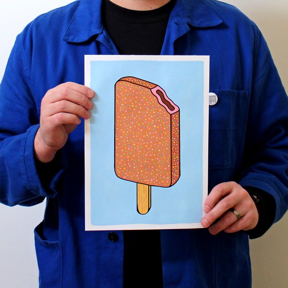 Nobbly Bobbly Ice Lolly - Pop Art Painting On A4 Paper (Unframed)