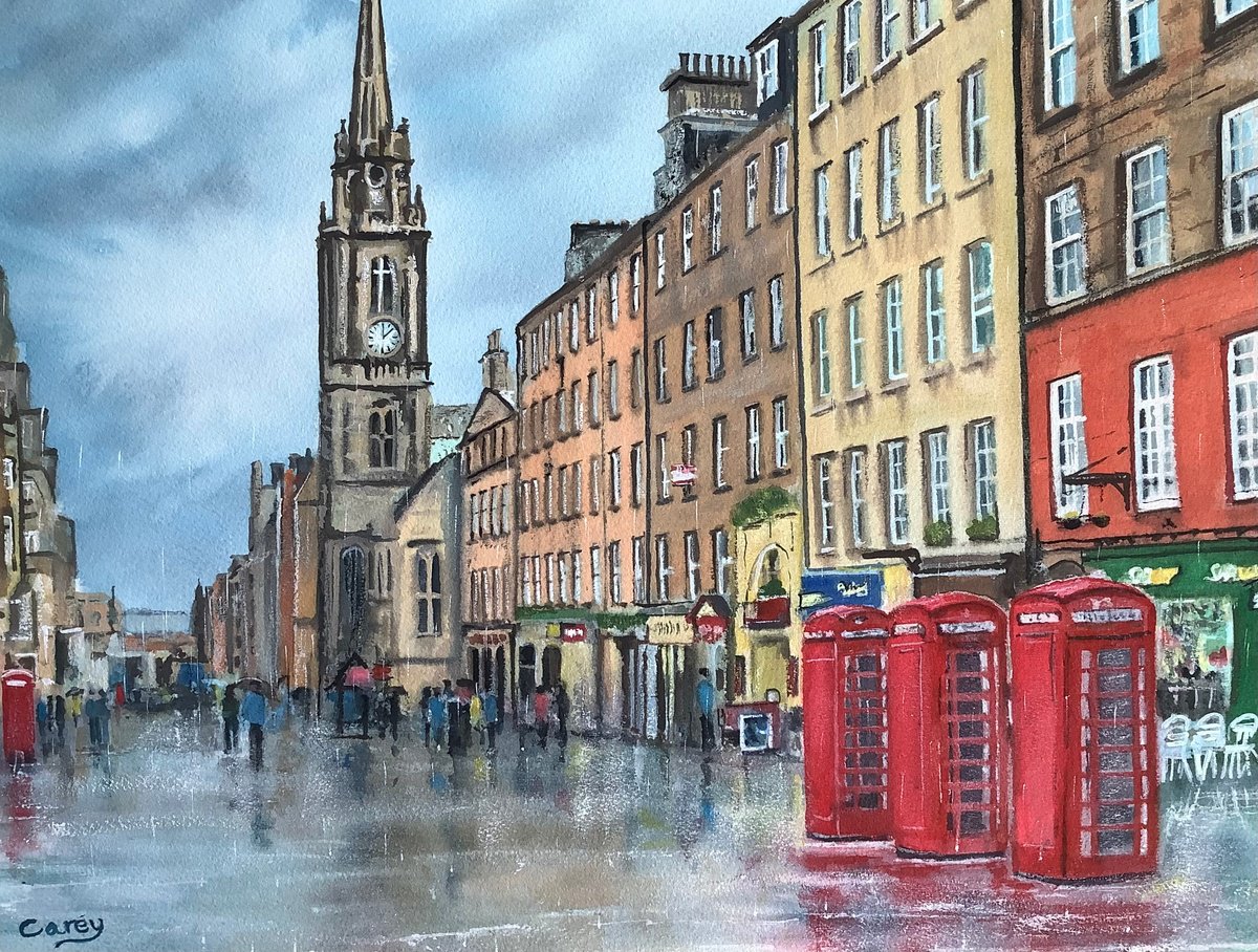 Impressionistic Cityscapes Watercolour By Darren Carey, 15 X 11, Edinburgh City, Original Artwork