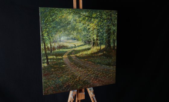 Sunny Autumn Path - autumn landscape painting