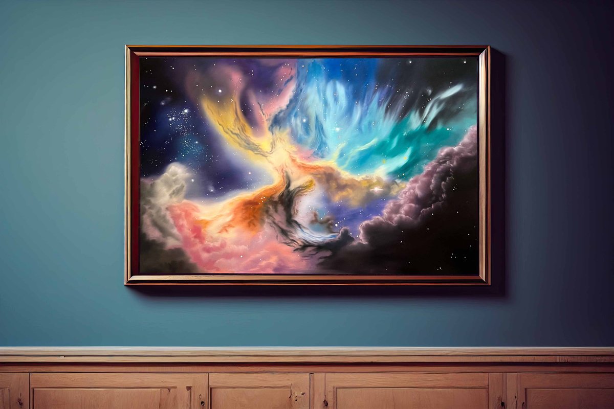 Abstract Oil Painting By Simona Nedeva, 36 X 24", Rewriting The Stars, Original Artwork