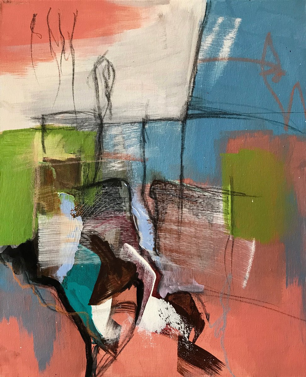 Organic Abstract Acrylic Painting By Kris Haas, 16 X 20", Without Longing, Original Artwork