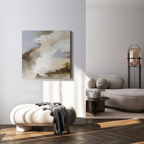 "Vella" Abstract blue gray textured art
