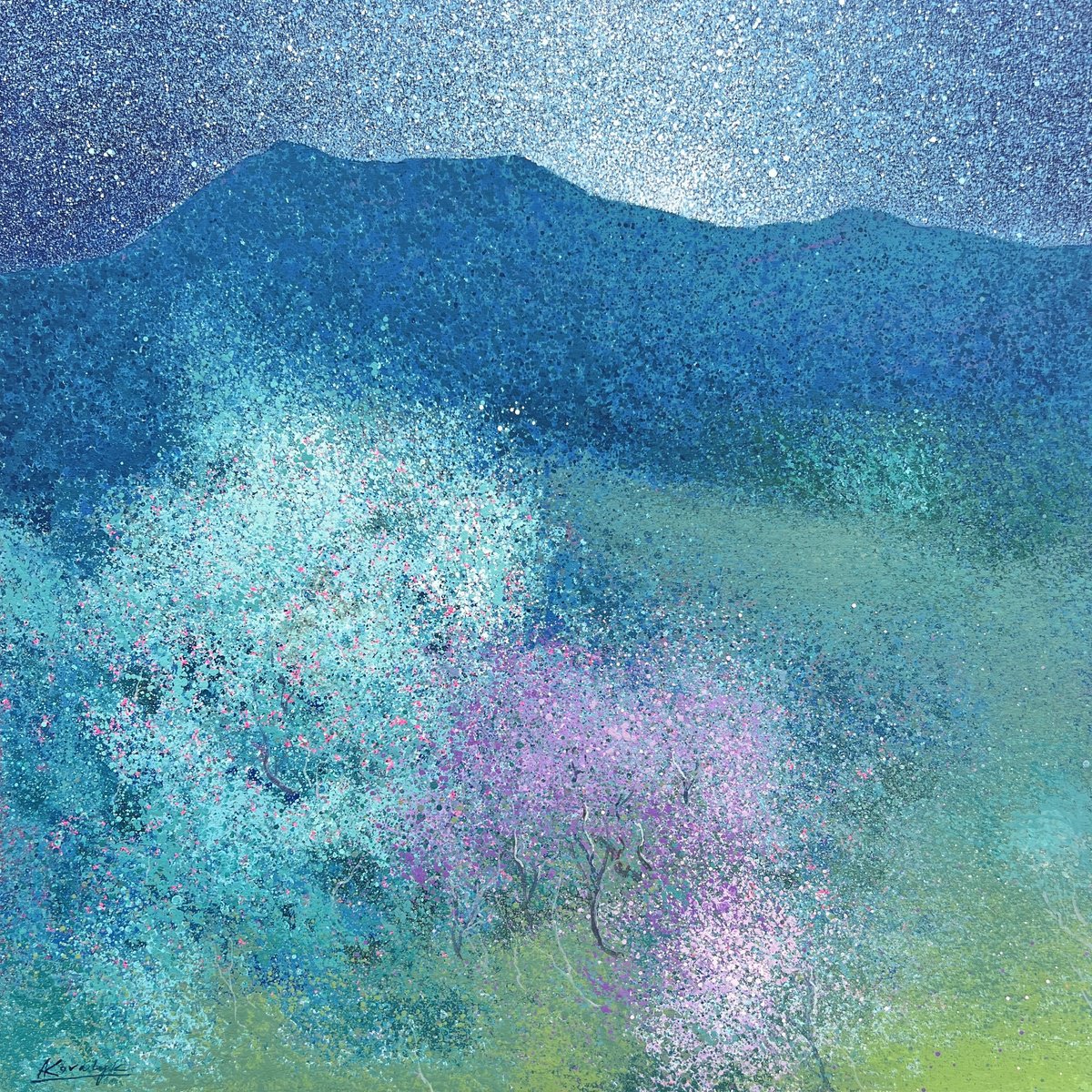 Impressionistic Landscape Acrylic Painting By Andrii Kovalyk, 28 X 28, Awakening #2, Original Artwork